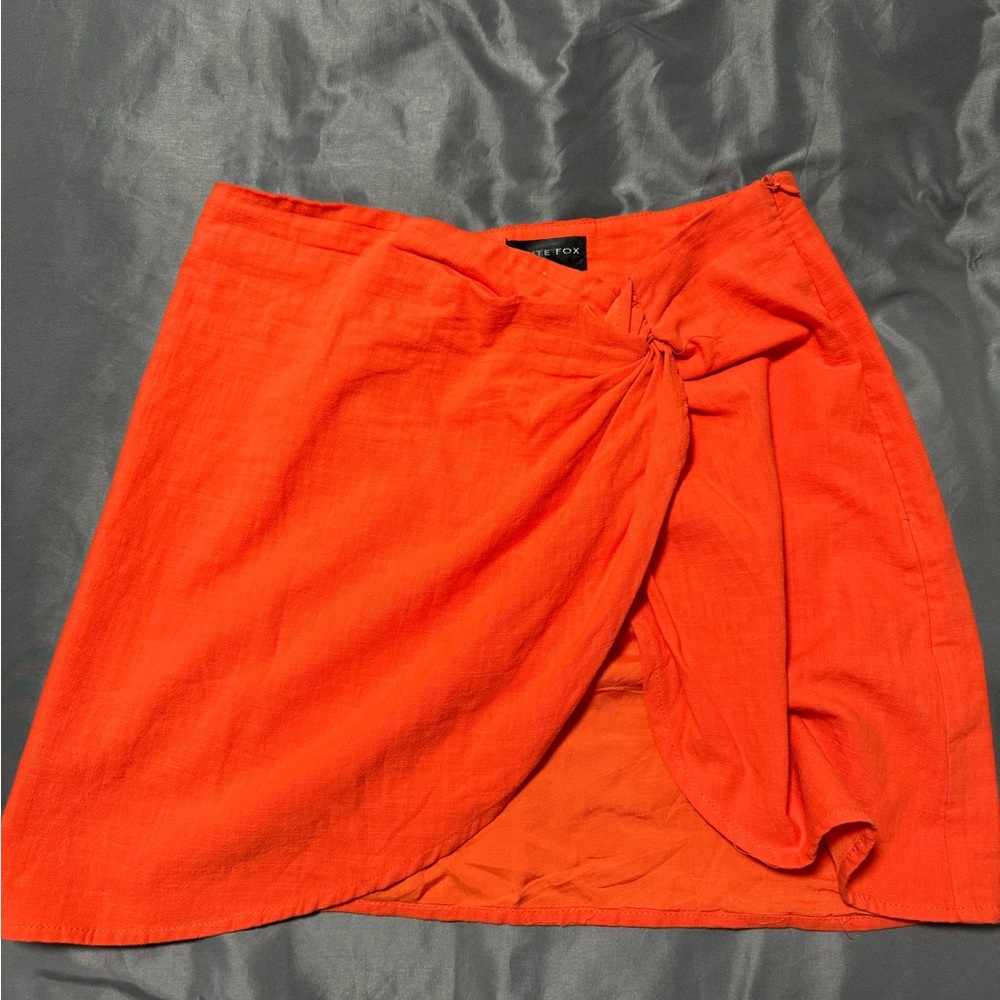 White Fox orange Linen mini skirt